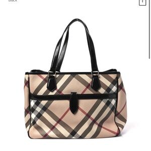 Elegant Checkered Tote with Black Accents